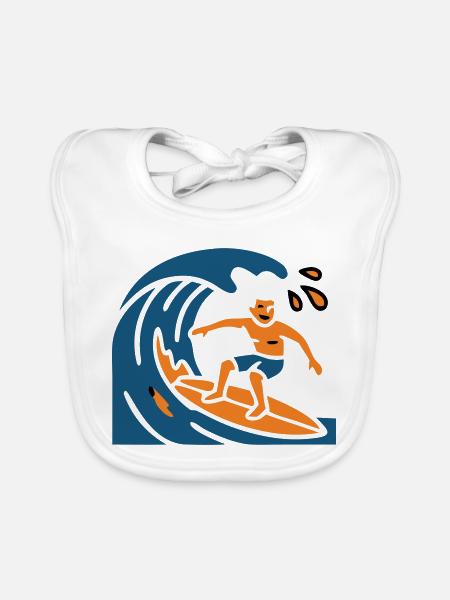 Surfer Wellenreiter Icon - Baby Bio-Lätzchen - Weiß - Vorne