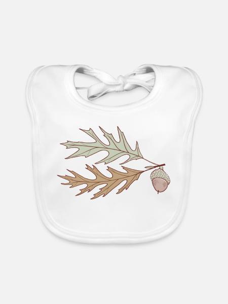 Herbst Eichenblatt mit Eichel - Baby Bio-Lätzchen - Weiß - Vorne