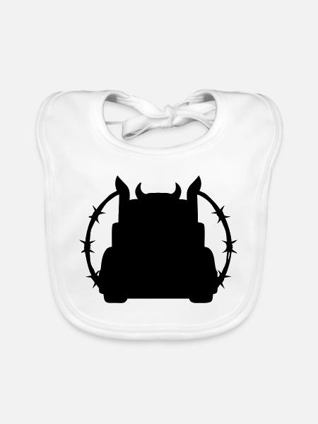 Truck Silhouette Stacheldraht Logo - Baby Bio-Lätzchen - Weiß - Vorne
