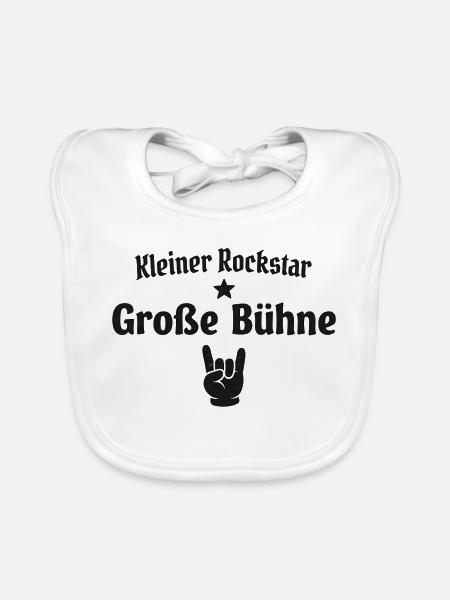 Kleiner Star Große Bühne – Musiker Nachwuchs  - Baby Bio-Lätzchen - Weiß - Vorne