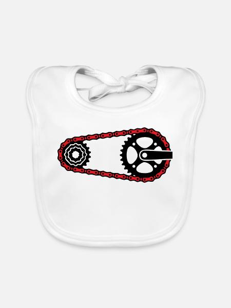 Fahrradkette Zahnkranz Grafik - Baby Bio-Lätzchen - Weiß - Vorne