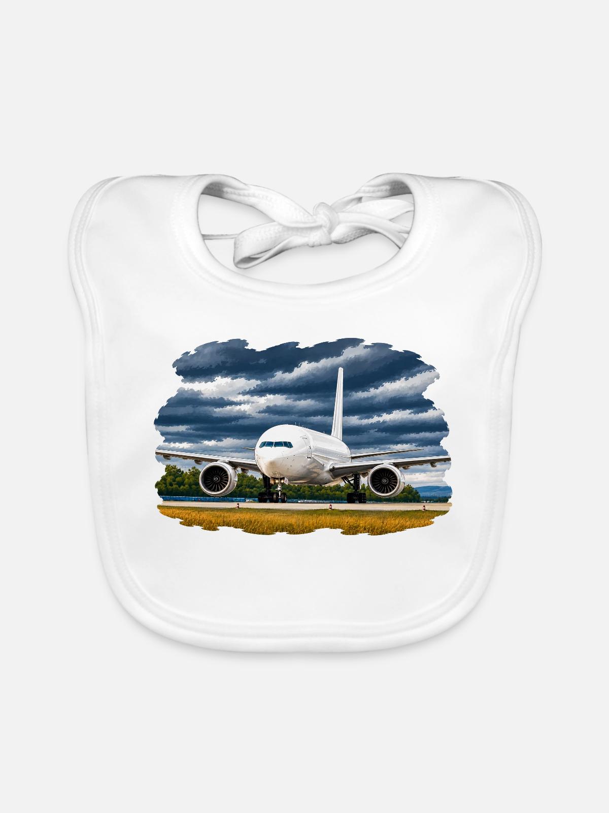 Flugzeug-, Luftfahrtkunst - Baby Bio-Lätzchen - Weiß - Vorne