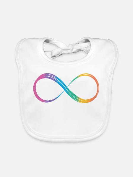 Unendlichkeitszeichen Regenbogen Autismus-Spektrum - Baby Bio-Lätzchen - Weiß - Vorne
