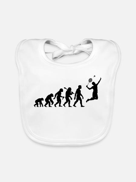 Badminton Evolution Badmintonspieler Smash - Baby Bio-Lätzchen - Weiß