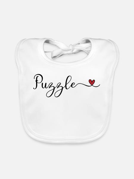 Puzzle - Baby Bio-Lätzchen - Weiß - Vorne
