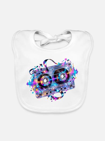Neon Kassette - Baby Bio-Lätzchen - Weiß