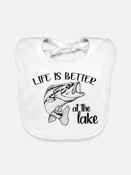 Das Leben ist besser am Lake, Sommerstrand-Atmosphäre - Baby Bio-Lätzchen - Weiß - Vorne