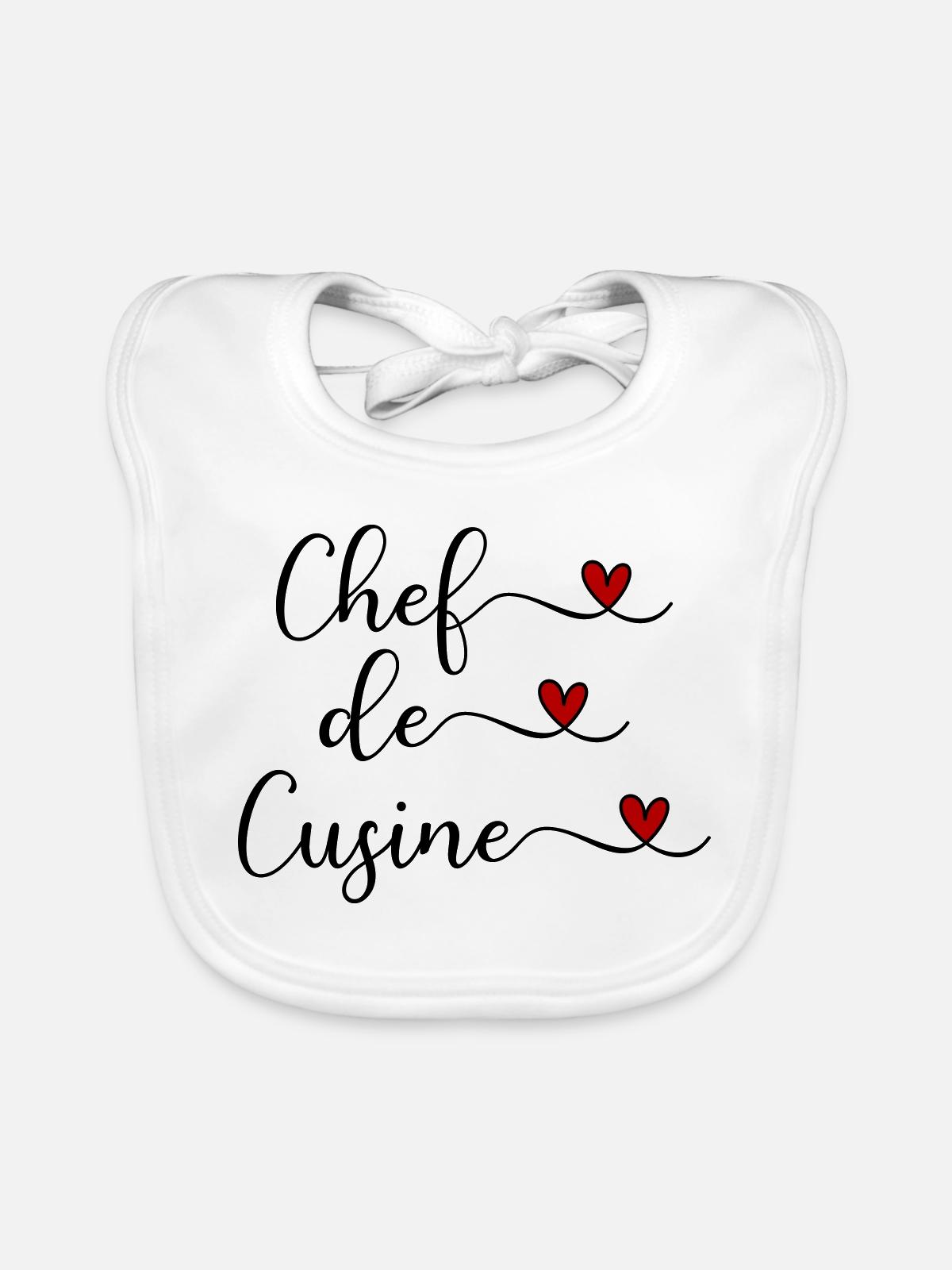 Koch - Chef de Cuisine - Baby Bio-Lätzchen - Weiß - Vorne