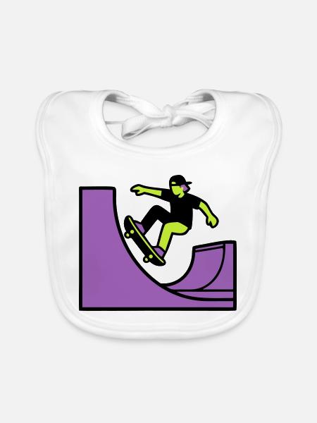 Skateboard Halfpipe Grafik - Baby Bio-Lätzchen - Weiß - Vorne