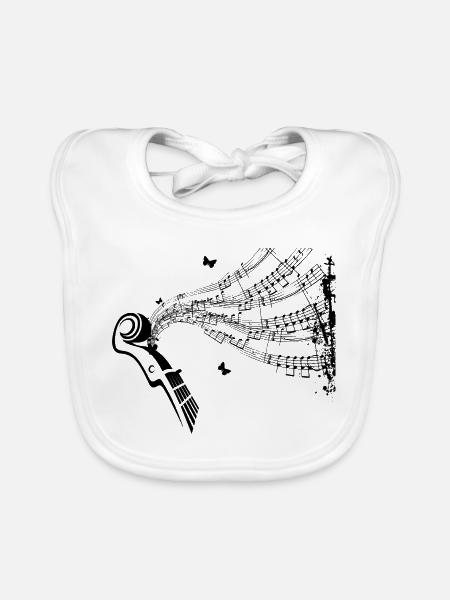 Musiknoten Musik Musiker Notenschlüssel Noten - Baby Bio-Lätzchen - Weiß - Vorne
