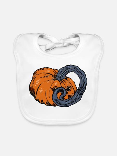 Shy Pumpkin - Kürbislaterne - Baby Bio-Lätzchen - Weiß - Vorne