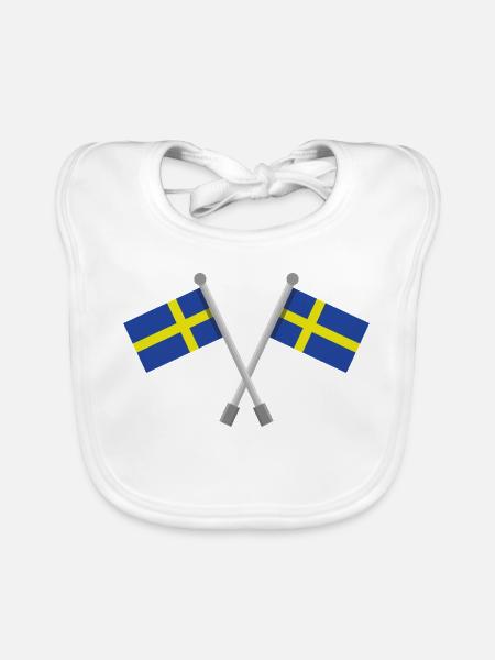 Schwedische Flagge - Baby Bio-Lätzchen - Weiß - Vorne
