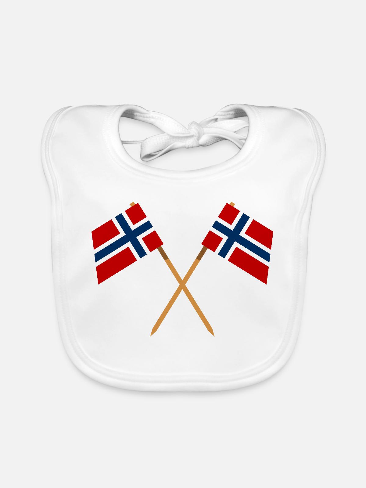 Norwegische Flagge - Baby Bio-Lätzchen - Weiß - Vorne