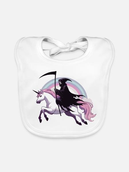 Sensenmann auf Einhorn - Baby Bio-Lätzchen - Weiß