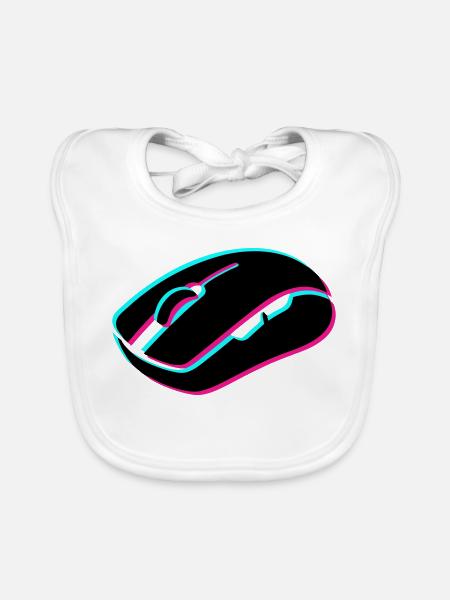Gaming Maus Glitch Grafik - Baby Bio-Lätzchen - Weiß - Vorne