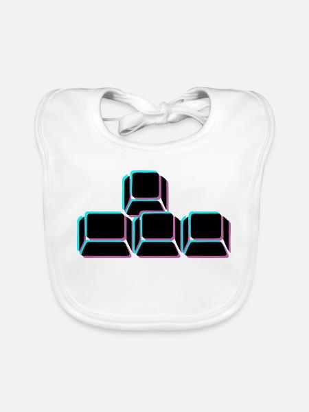 WASD Tasten Glitch Icon - Baby Bio-Lätzchen - Weiß - Vorne