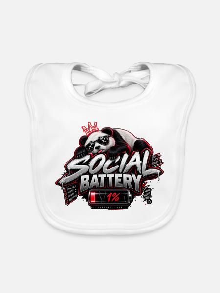 Social Battery 1% | Funny Introvert - Baby Bio-Lätzchen - Weiß