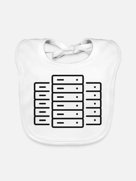 Rechenzentrum-Server-Zeilen-Symbol - Baby Bio-Lätzchen - Weiß - Vorne