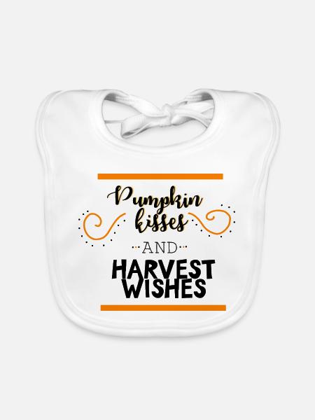 Herbstspruch zwischen orangen Balken - Baby Bio-Lätzchen - Weiß