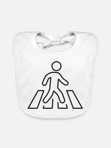 Fußgängerüberquerungslinie-Symbol - Baby Bio-Lätzchen - Weiß - Vorne