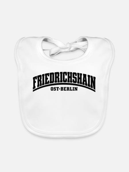 Friedrichshain - Ost-Berlin - Bezirk - Deutschland - Baby Bio-Lätzchen - Weiß - Vorne