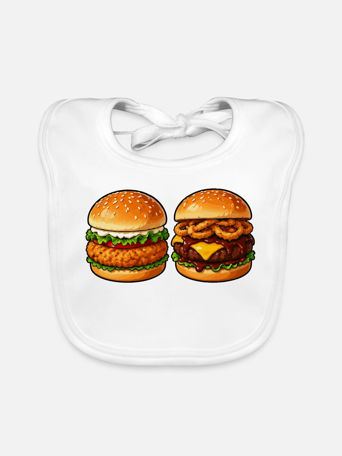 Burger Duett Käse & Knusper - Baby Bio-Lätzchen - Weiß - Vorne