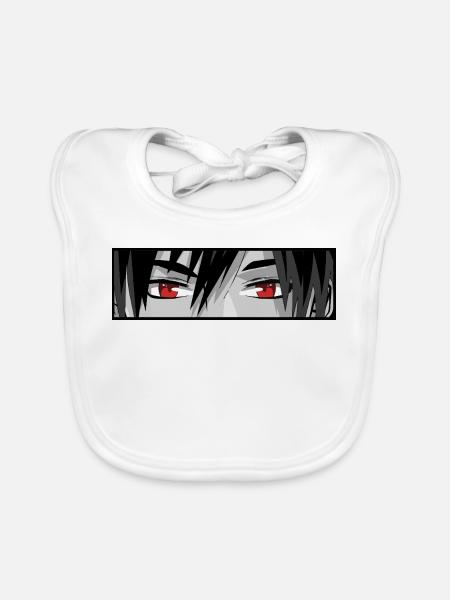 Roter Blick Anime Augen im Schwarzweiß - Baby Bio-Lätzchen - Weiß