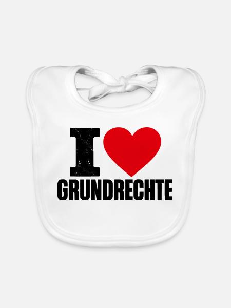I Love Grundrechte – Rotes Herz für Demokratie - Baby Bio-Lätzchen - Weiß - Vorne