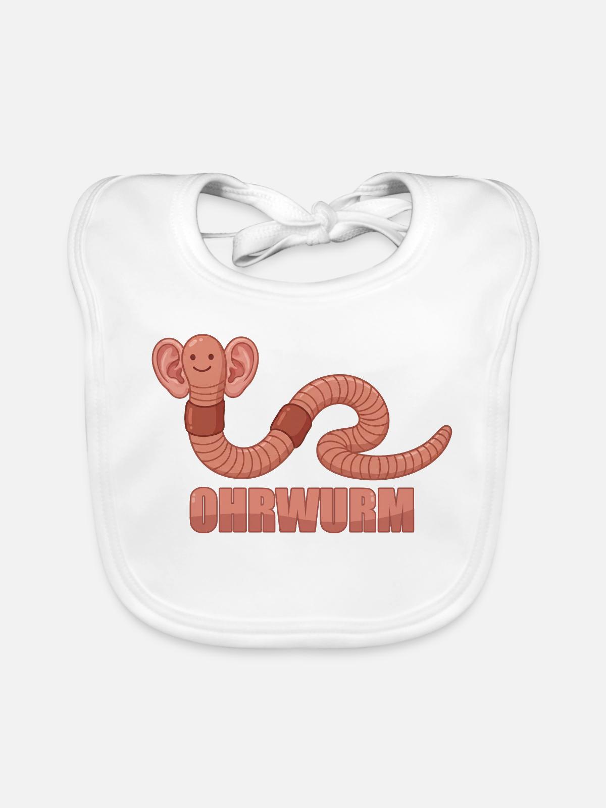 Ohrwurm - Baby Bio-Lätzchen - Weiß - Vorne