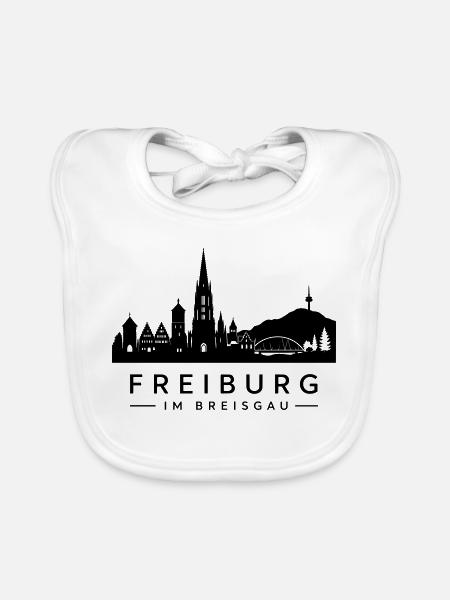 Skyline Freiburg im Breisgau - Baby Bio-Lätzchen - Weiß - Vorne