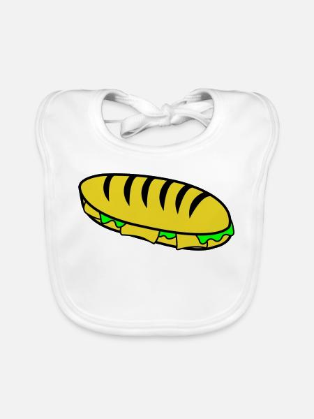Baguette Hotdog Illustration - Baby Bio-Lätzchen - Weiß - Vorne