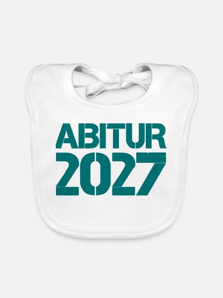 Abitur 2027 Jahrgangs-Design - Baby Bio-Lätzchen - Weiß - Vorne