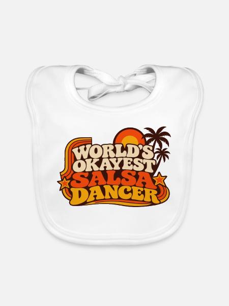 Worlds Okayest Salsa Dancer - Baby Bio-Lätzchen - Weiß - Vorne