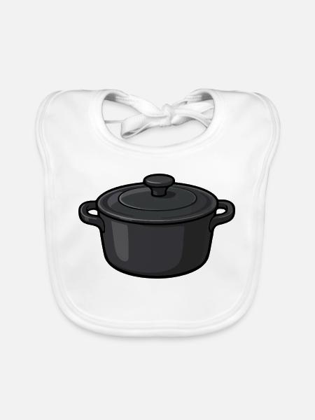 Dunkler Schmortopf Illustration - Baby Bio-Lätzchen - Weiß - Vorne