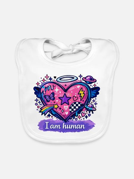 I am human - Baby Bio-Lätzchen - Weiß - Vorne