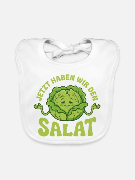 Jetzt haben wir den Salat lustiger Vegetarier - Baby Bio-Lätzchen - Weiß - Vorne