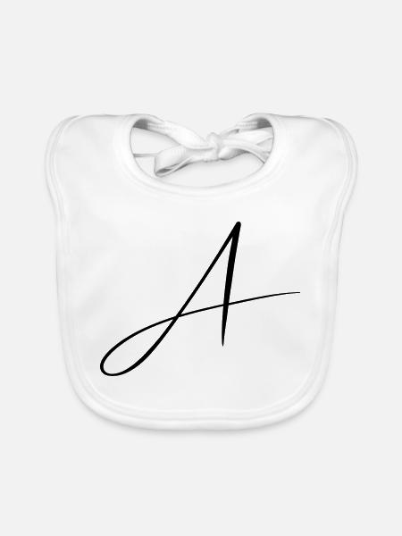 Name mit A Initiale für Anna Amelie Alexander - Baby Bio-Lätzchen - Weiß - Vorne