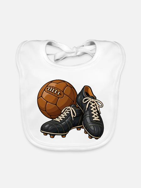 Vintage-Fußballschuhe - Baby Bio-Lätzchen - Weiß - Vorne