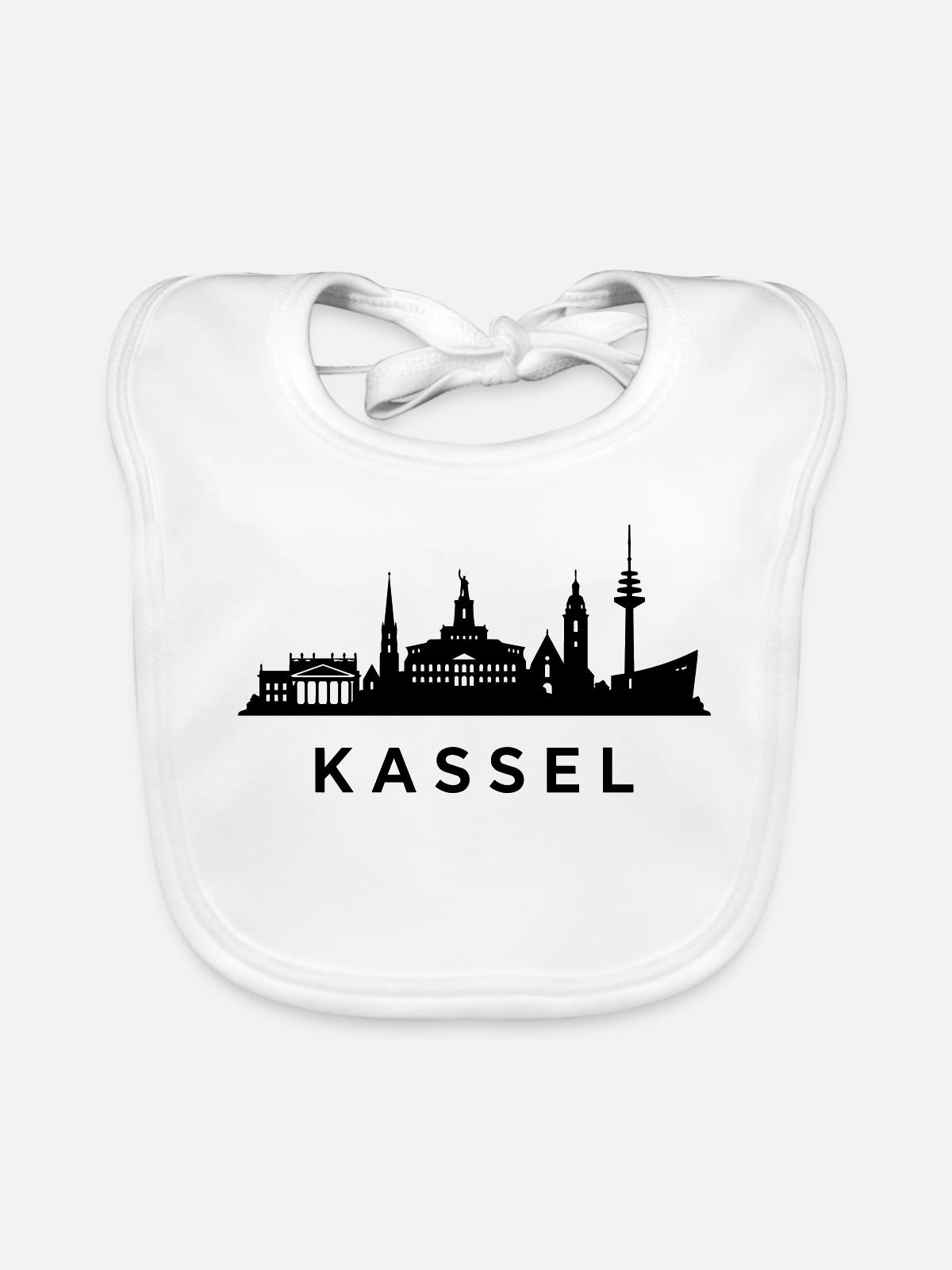 Kassel Skyline - Baby Bio-Lätzchen - Weiß - Vorne