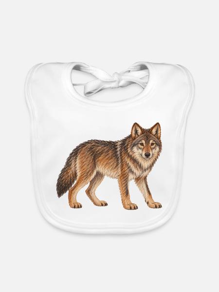 Wolf - Baby Bio-Lätzchen - Weiß