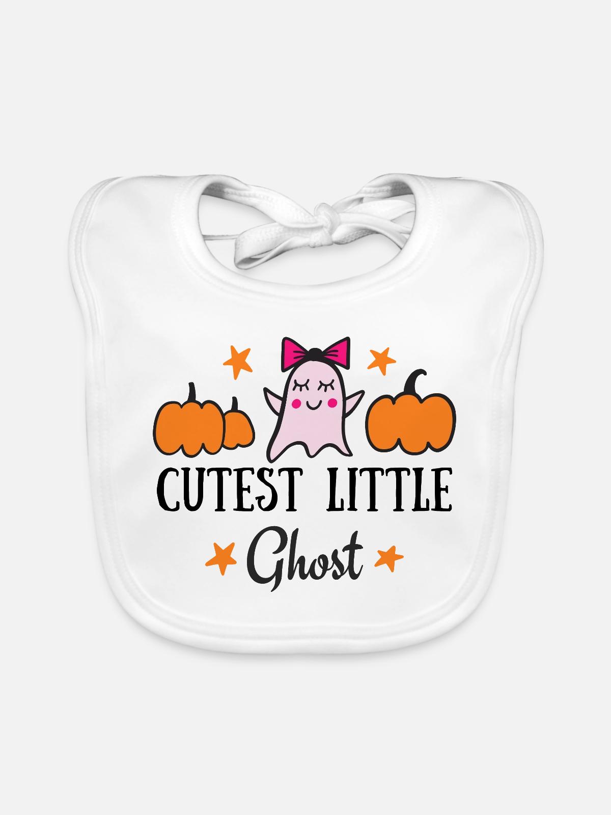 Chibi-Geist mit Kürbissen - Baby Bio-Lätzchen - Weiß - Vorne