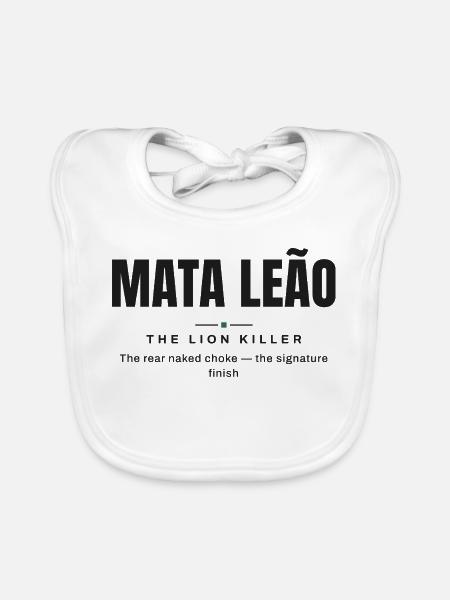 Mata Leão — Die Löwenjägerin | Echtes Jiu-Jitsu - Baby Bio-Lätzchen - Weiß - Vorne