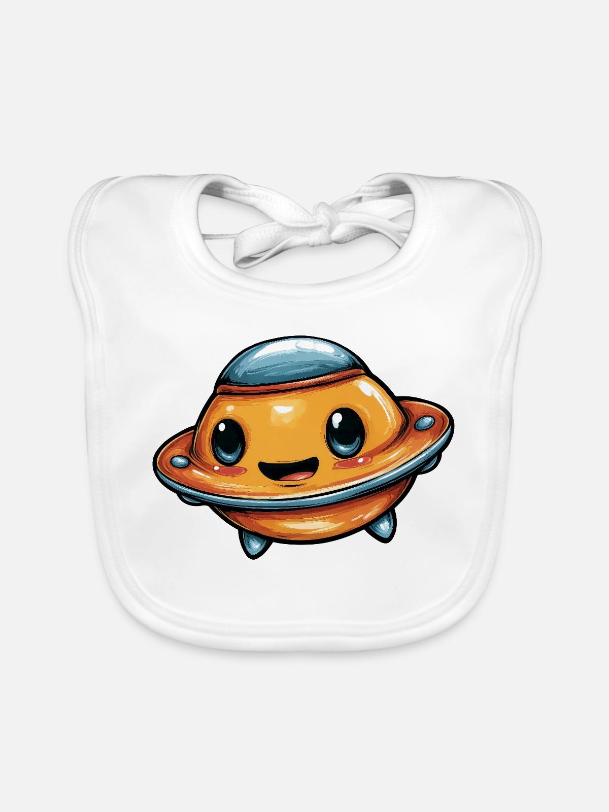 Kawaii UFO - Baby Bio-Lätzchen - Weiß - Vorne