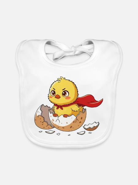 Niedliche Superhelden-Küken-Schlüpfen-Illustration - Baby Bio-Lätzchen - Weiß - Vorne