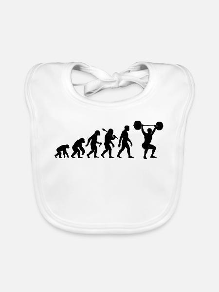 Fitness Gewichtheben Evolution Für Kraftsportler - Baby Bio-Lätzchen - Weiß - Vorne