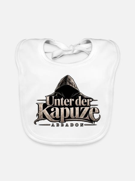 Unter der Kapuze – ABBADON - Baby Bio-Lätzchen - Weiß - Vorne