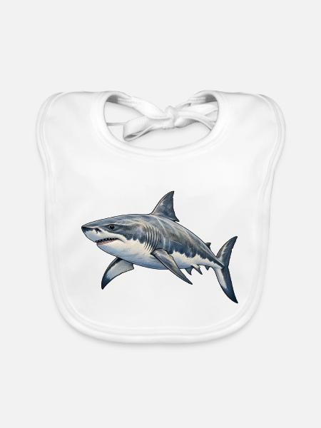 Tiefsee Hai Illustration - Baby Bio-Lätzchen - Weiß - Vorne