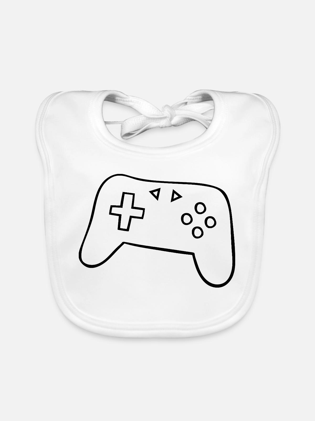 Klassischer Gamepad Silhouette - Baby Bio-Lätzchen - Weiß - Vorne