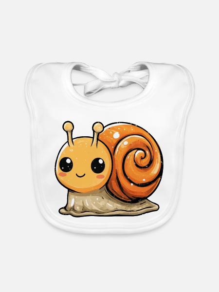 Orangene Schnecke Spiraldesign - Baby Bio-Lätzchen - Weiß