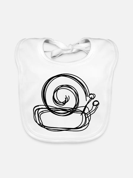 Schnecke handgezeichnet - Baby Bio-Lätzchen - Weiß - Vorne